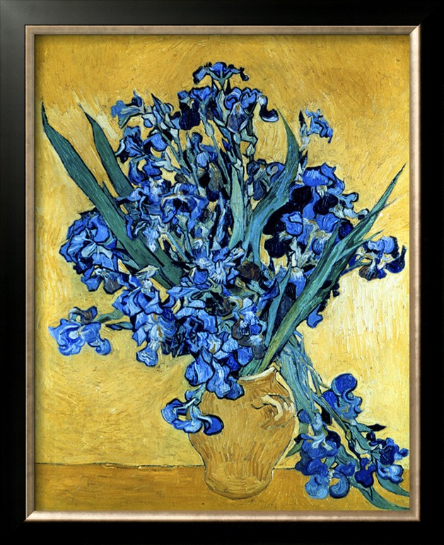 Vase of Irises Against a Yellow Background - Vincent Van Gogh Paintings